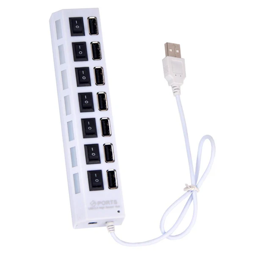 7 Ports USB Hub 2.0 USB Splitter-White