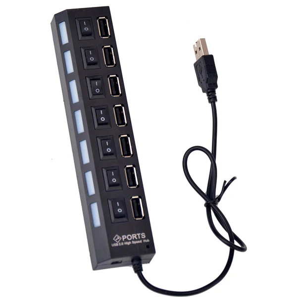 7 Ports USB Hub 2.0 USB Splitter-Black